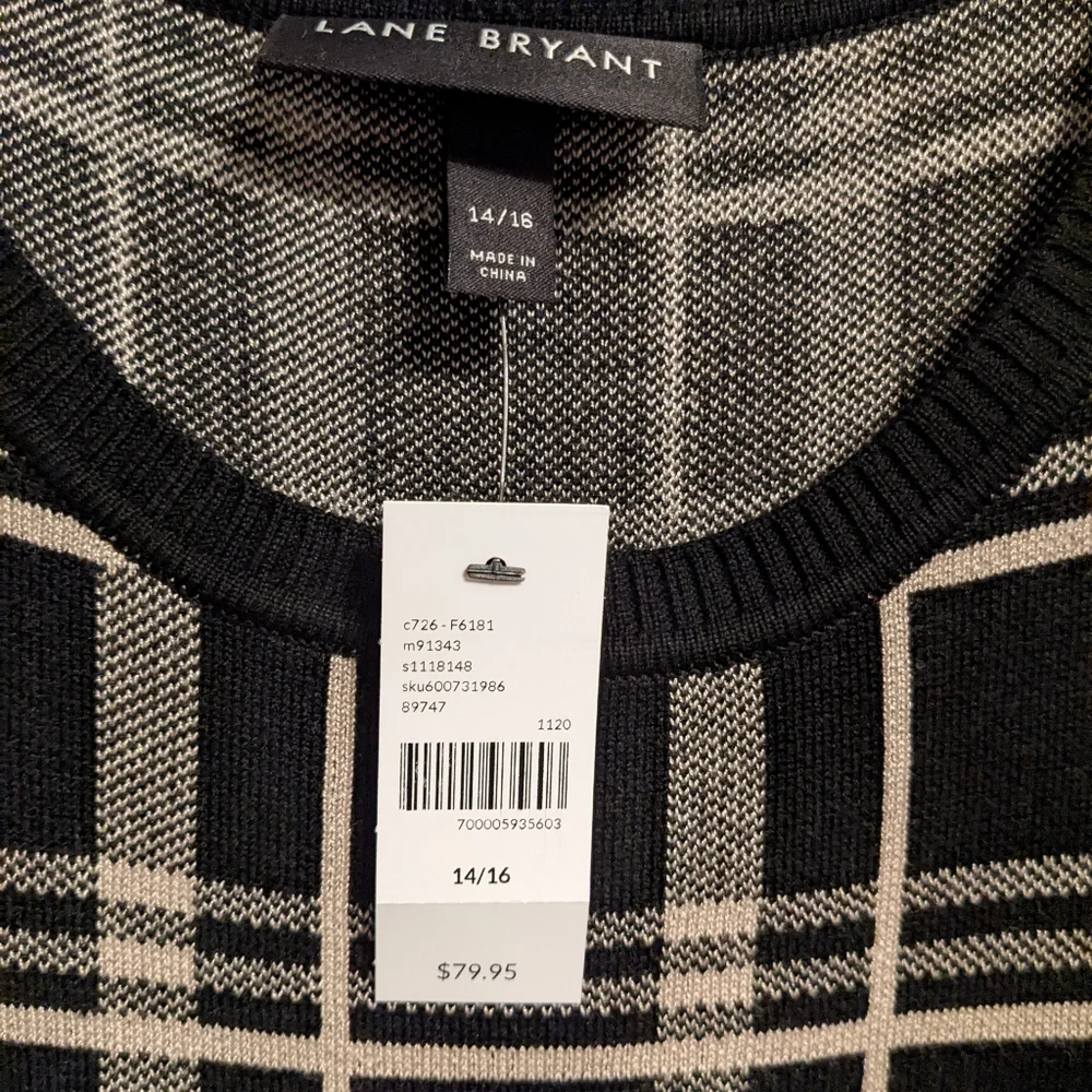 Lane Bryant Monochrome Checkered Midi Dress - Picture 3 of 3